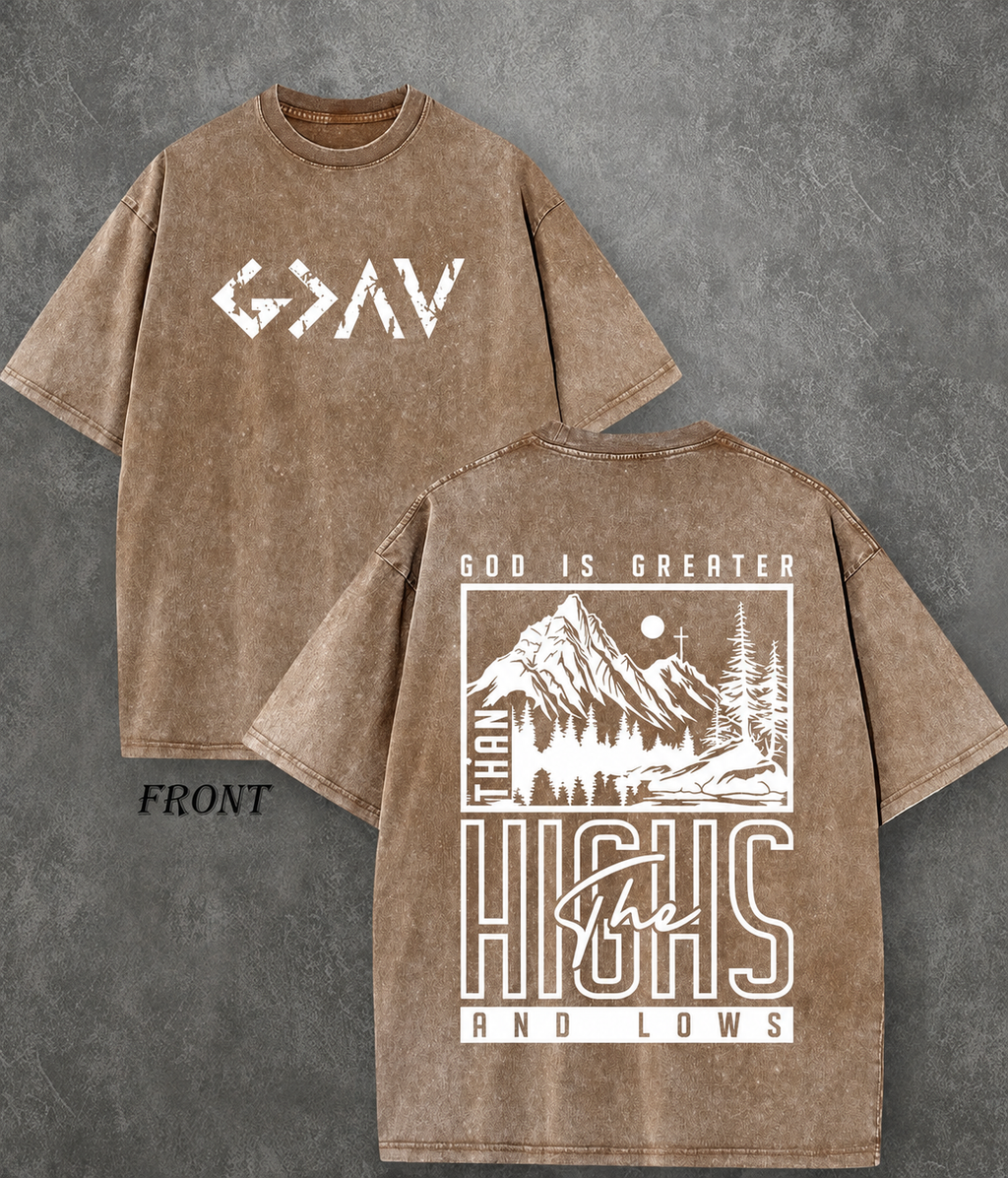 “God Is Greater Than the Highs and Lows” Vintage Christian T-Shirt(unisex)