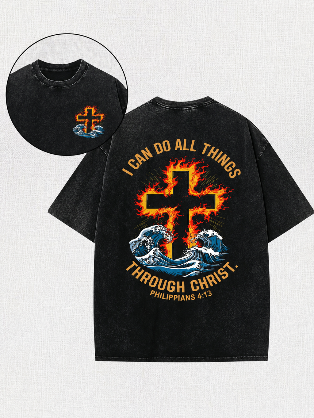 “I Can Do All Things Through Christ” Vintage Washed Christian T-Shirt(Unisex)