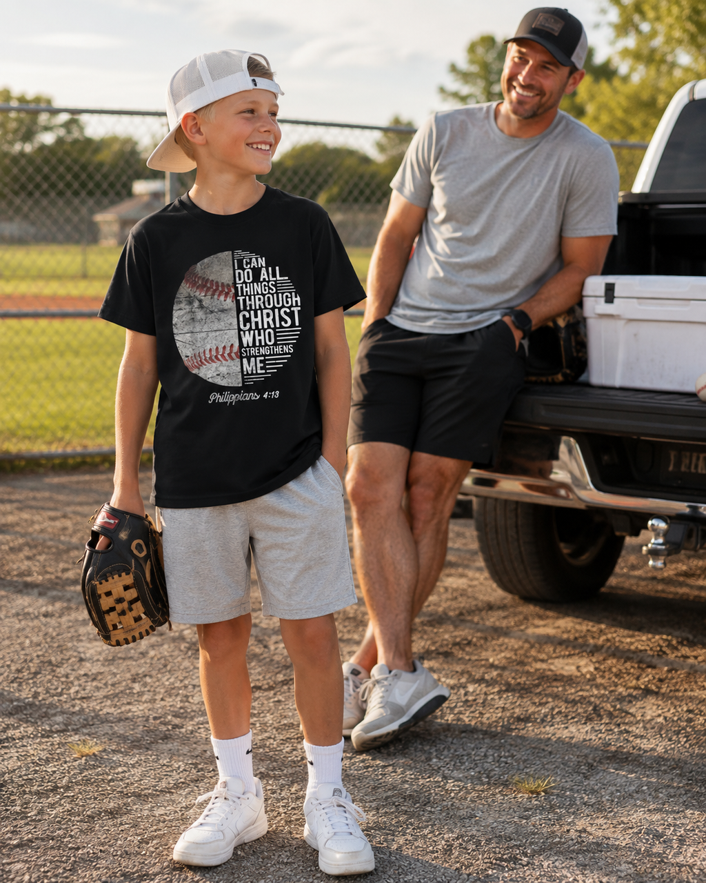 "Baseball Faith Graphic T-Shirt" Philippians 4:13