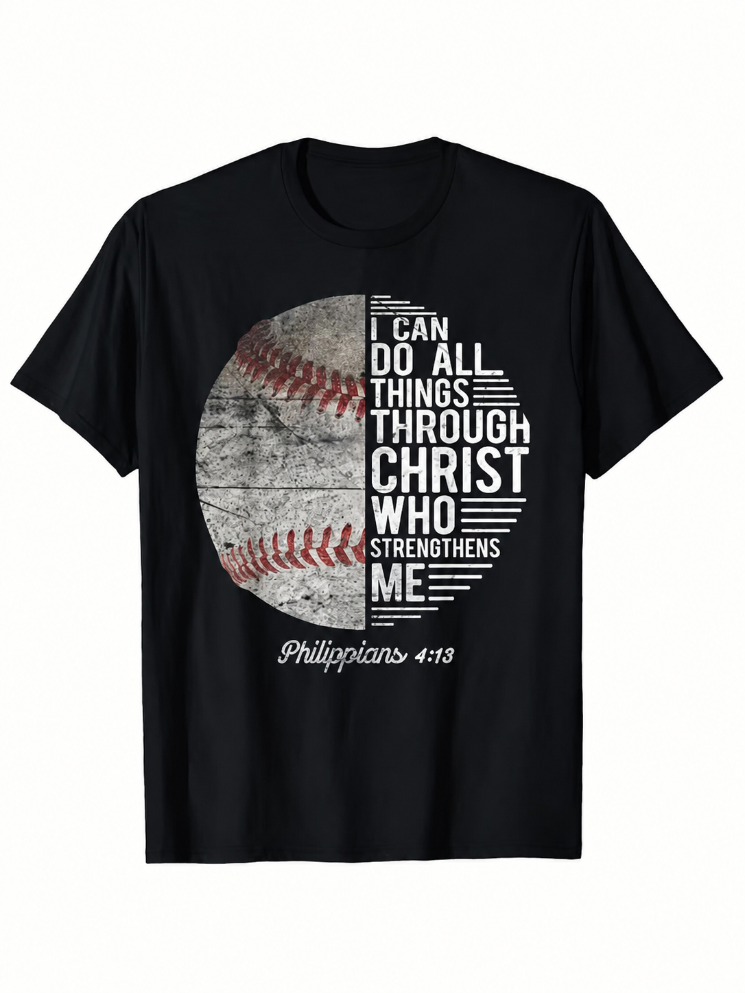 "Baseball Faith Graphic T-Shirt" Philippians 4:13