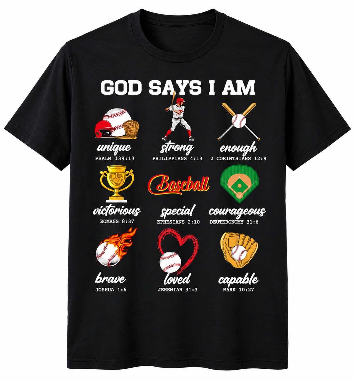 “God Says I Am” Baseball Christian Youth T-Shirt
