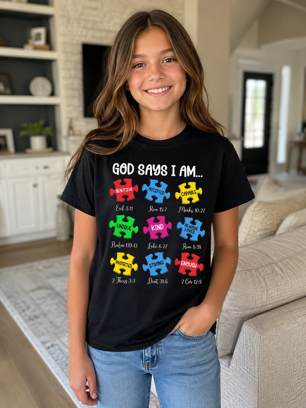 “God Says I Am” Christian Puzzle Piece T-Shirt