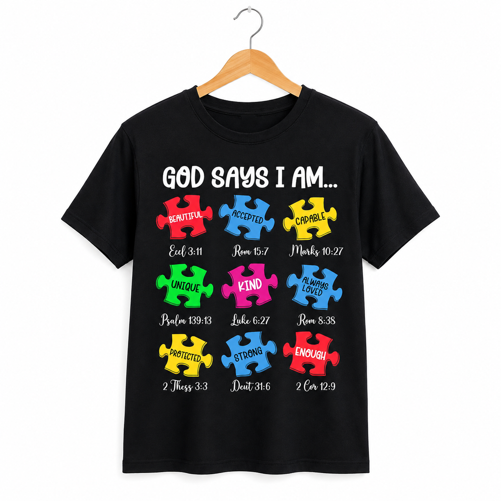 “God Says I Am” Christian Puzzle Piece T-Shirt
