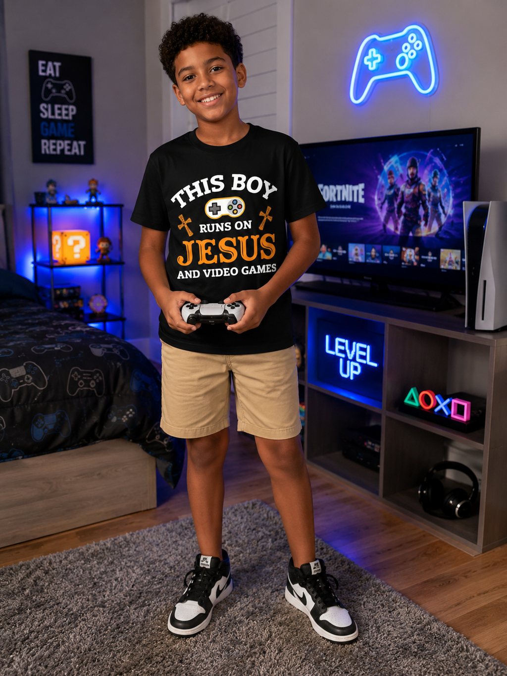 “This Boy Runs on Jesus and Video Games” T-shirt