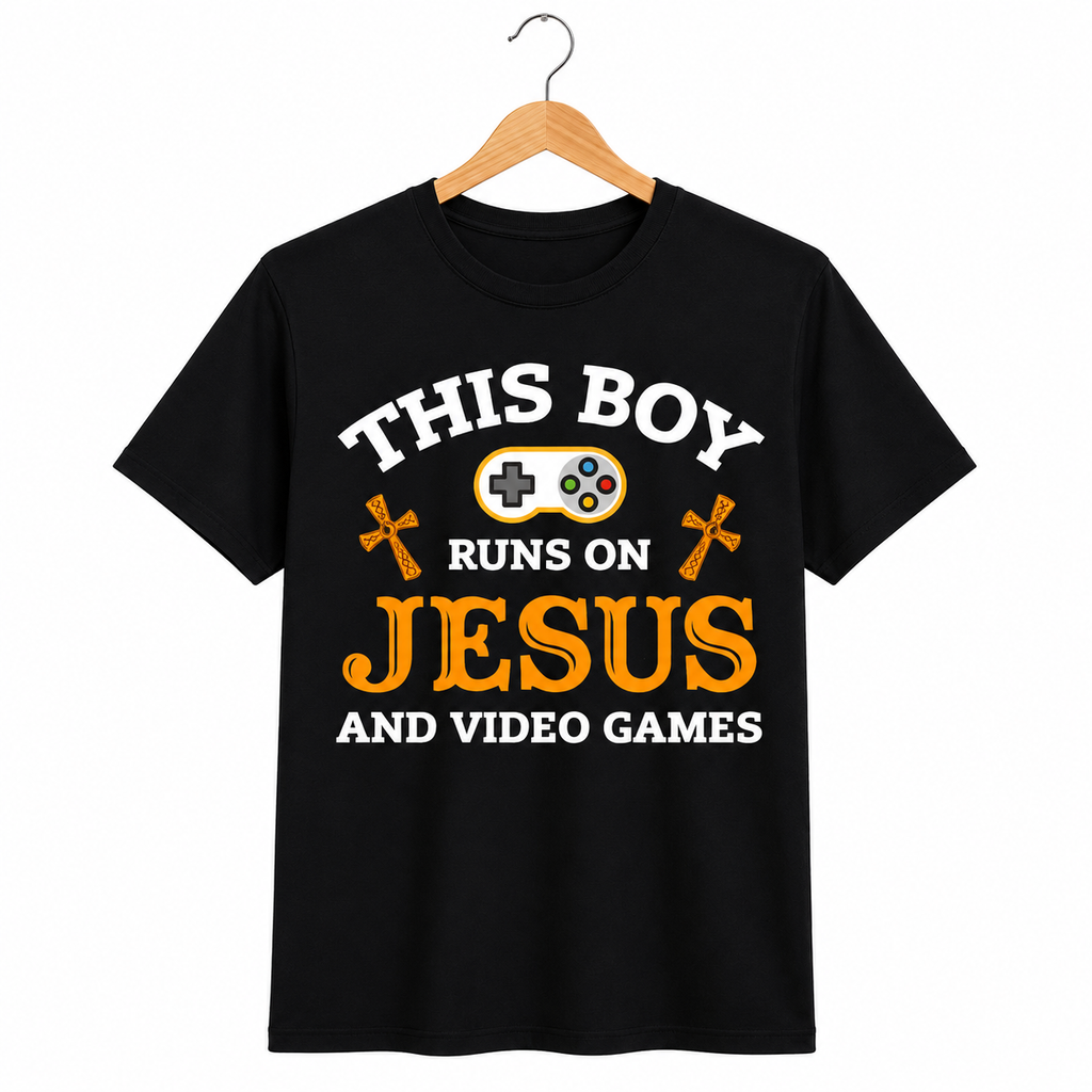 “This Boy Runs on Jesus and Video Games” T-shirt