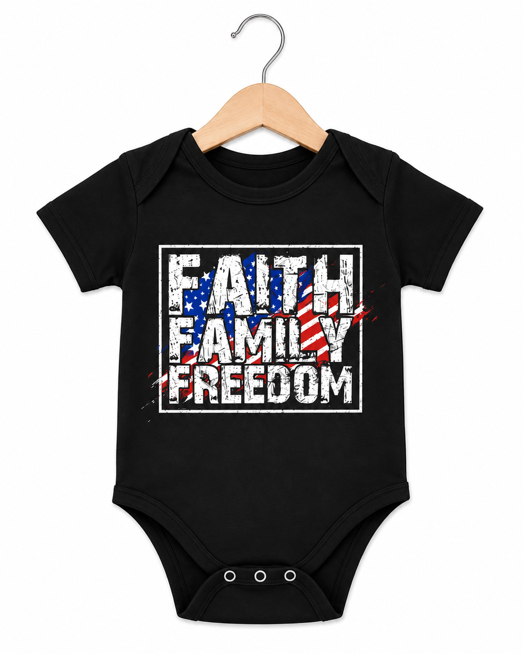 “Faith Family Freedom” Baby Onesie