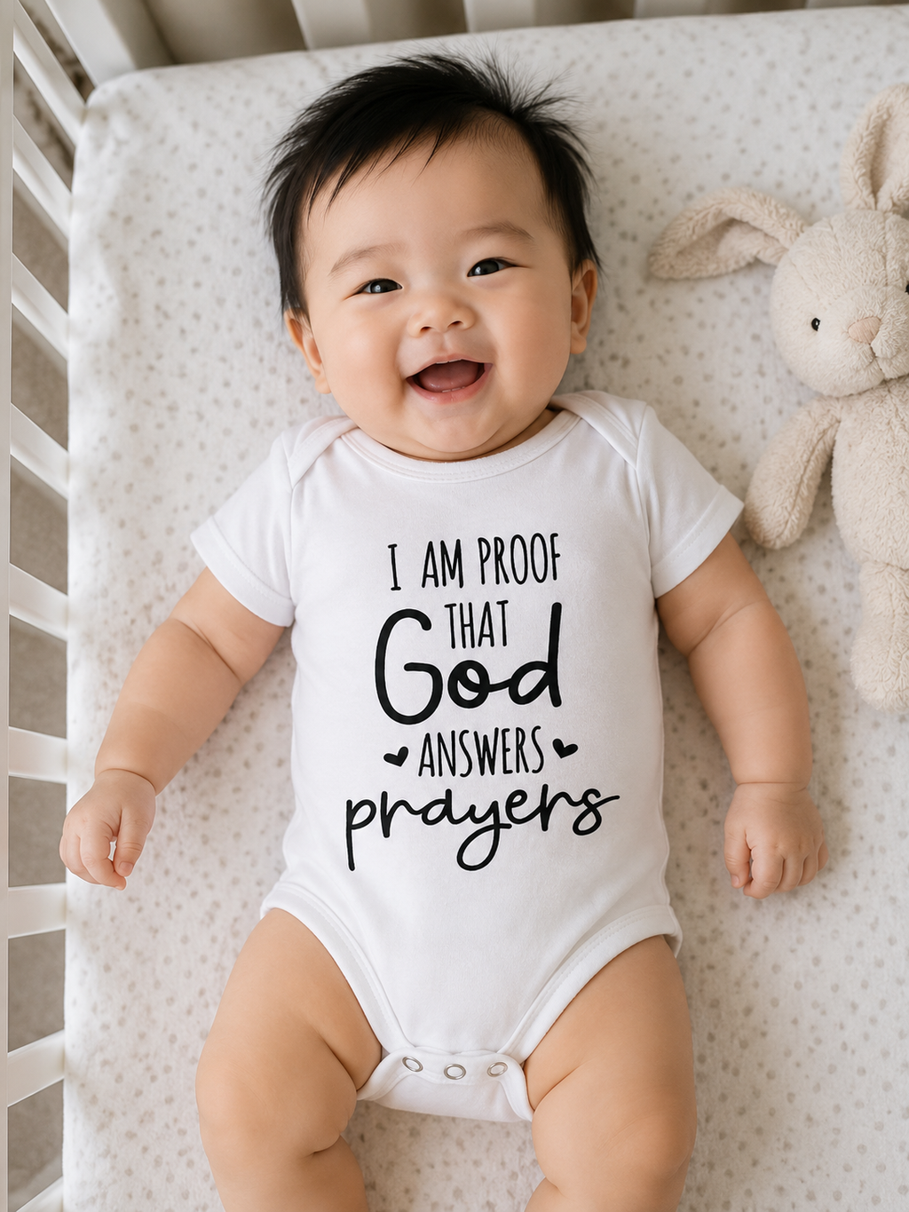 “I Am Proof That God Answers Prayers” Baby Onesie