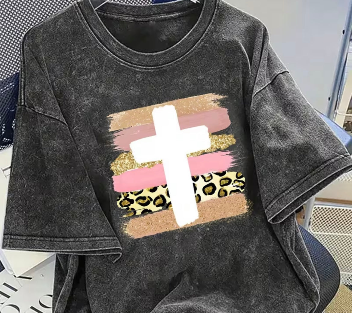 Women’s Retro Wash Cross Graphic T-Shirt