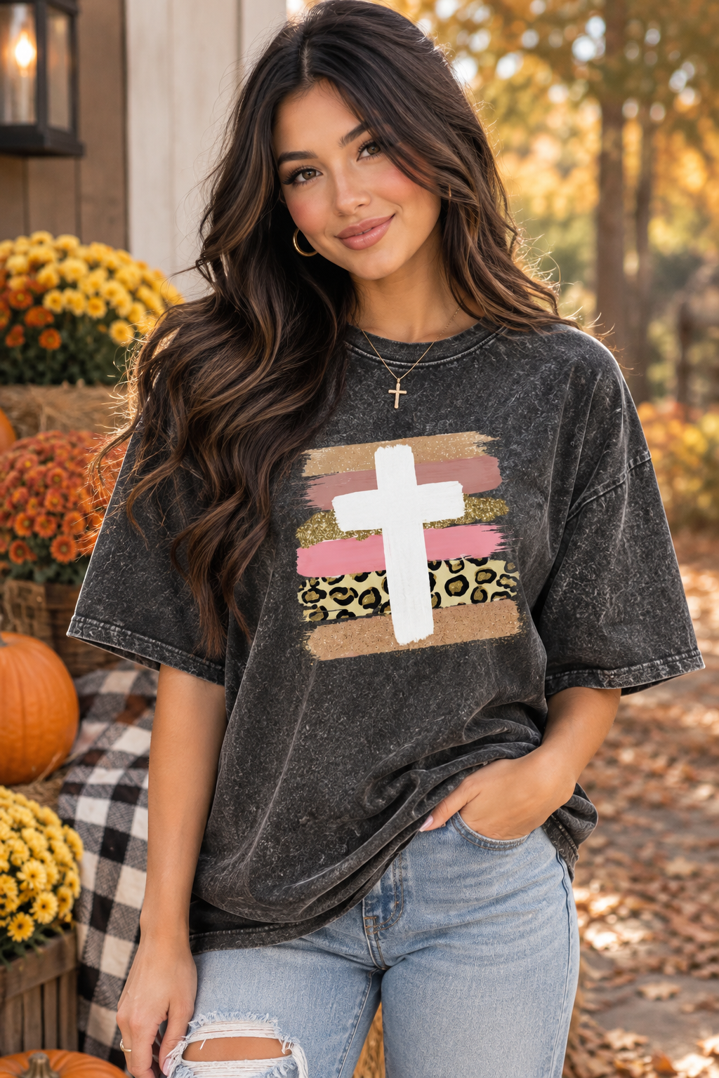 Women’s Retro Wash Cross Graphic T-Shirt